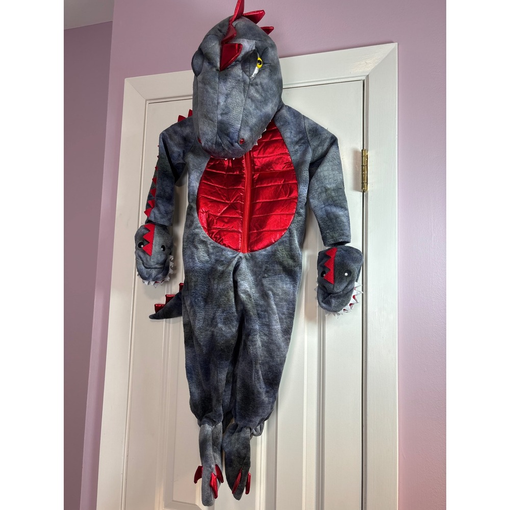 Ministry of Rascals Kids Grey Red Dinosaur Halloween Costume Jumpsuit 3T